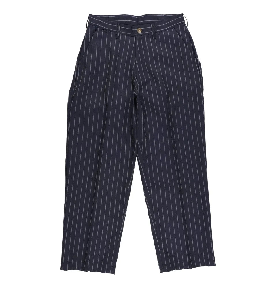 サノバチーズ スラックス XL ストライプ ネイビー ウール100 Suite Stripe Slacks – Son of the Cheese