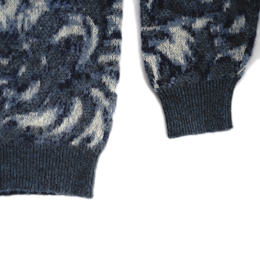 BLUE MOHAIR FLOWER KNIT