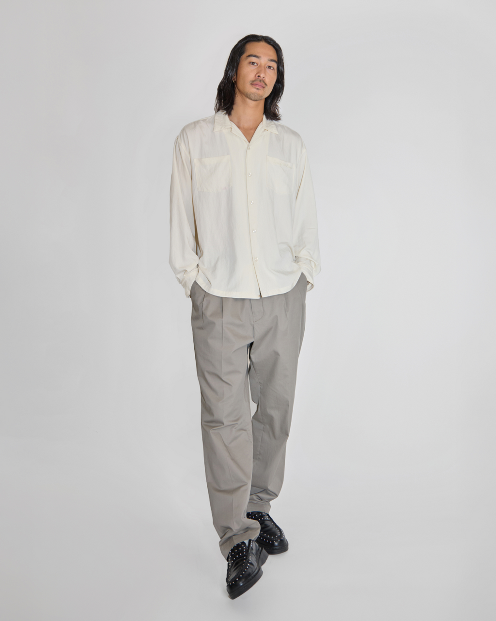 RAYON OPEN COLLAR SHIRT