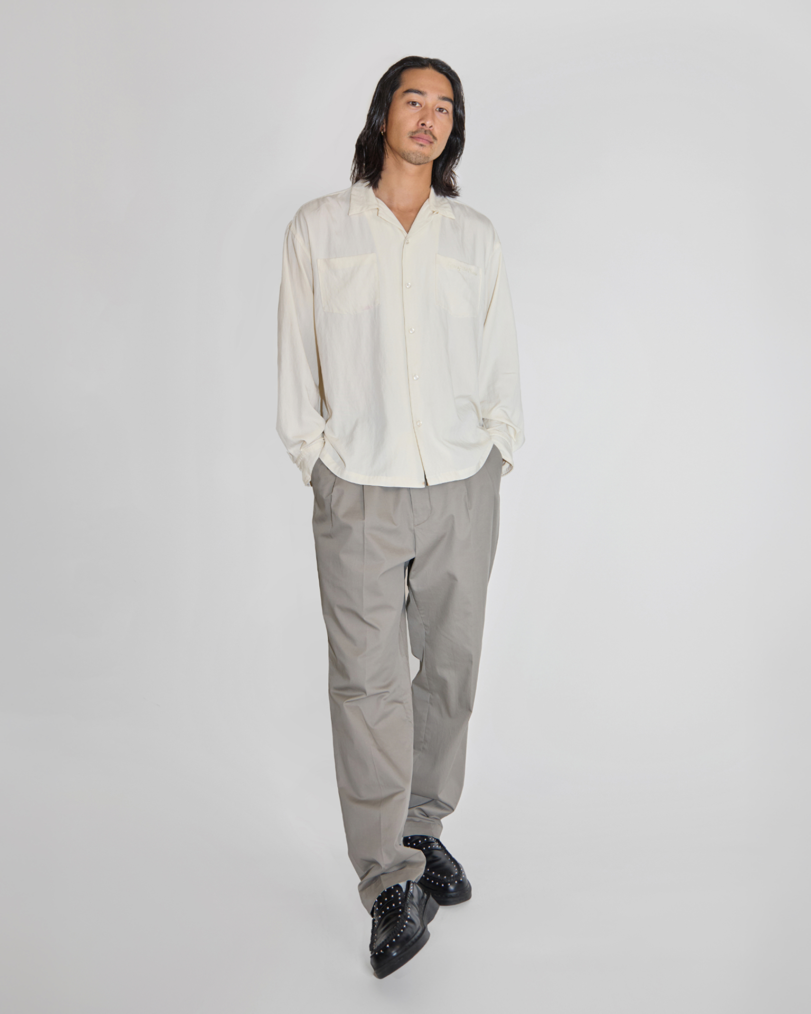 RAYON OPEN COLLAR SHIRT