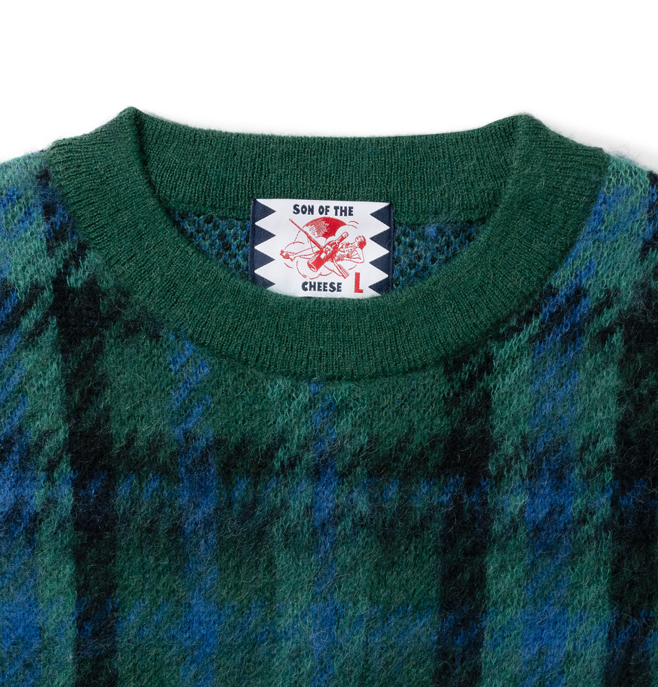 CHECK MOHAIR CREWNECK SWEATER