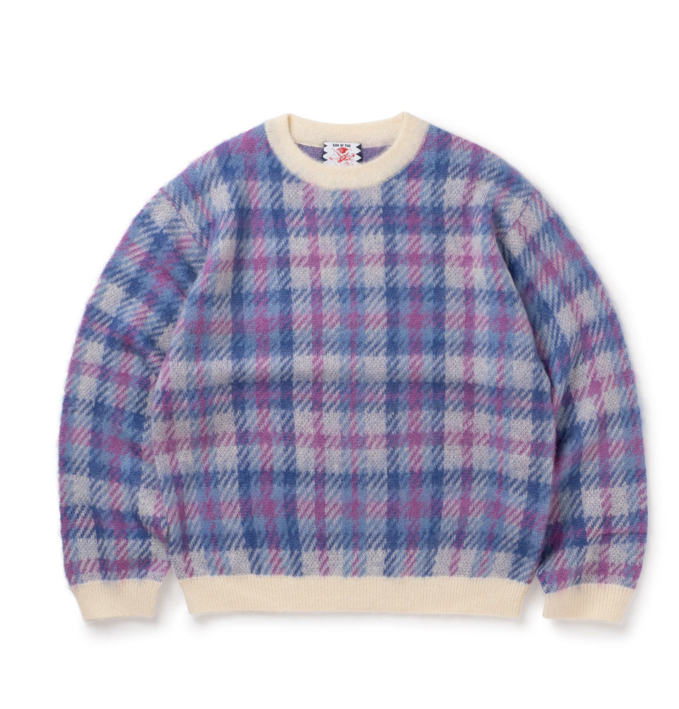 CHECK MOHAIR CREWNECK SWEATER