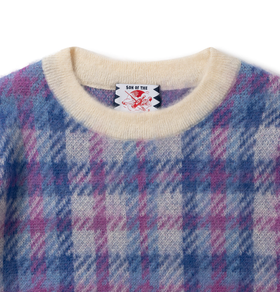 CHECK MOHAIR CREWNECK SWEATER