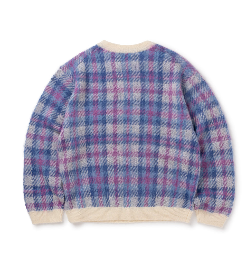 CHECK MOHAIR CREWNECK SWEATER