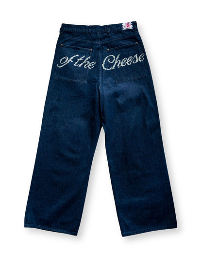 EMBROIDERED WIDE DENIM PANTS