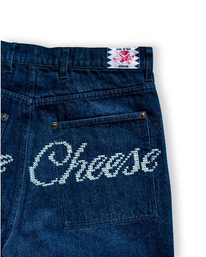 EMBROIDERED WIDE DENIM PANTS