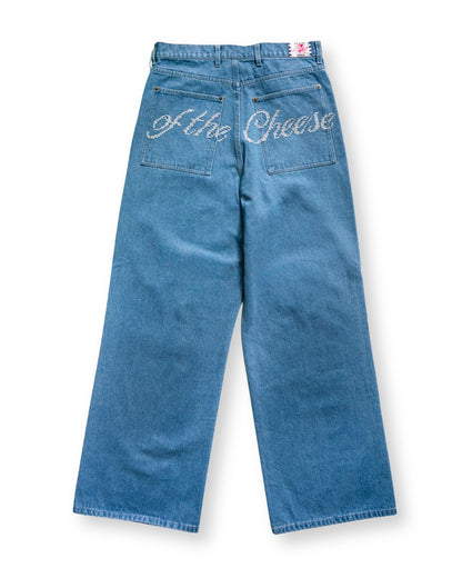 EMBROIDERED WIDE DENIM PANTS