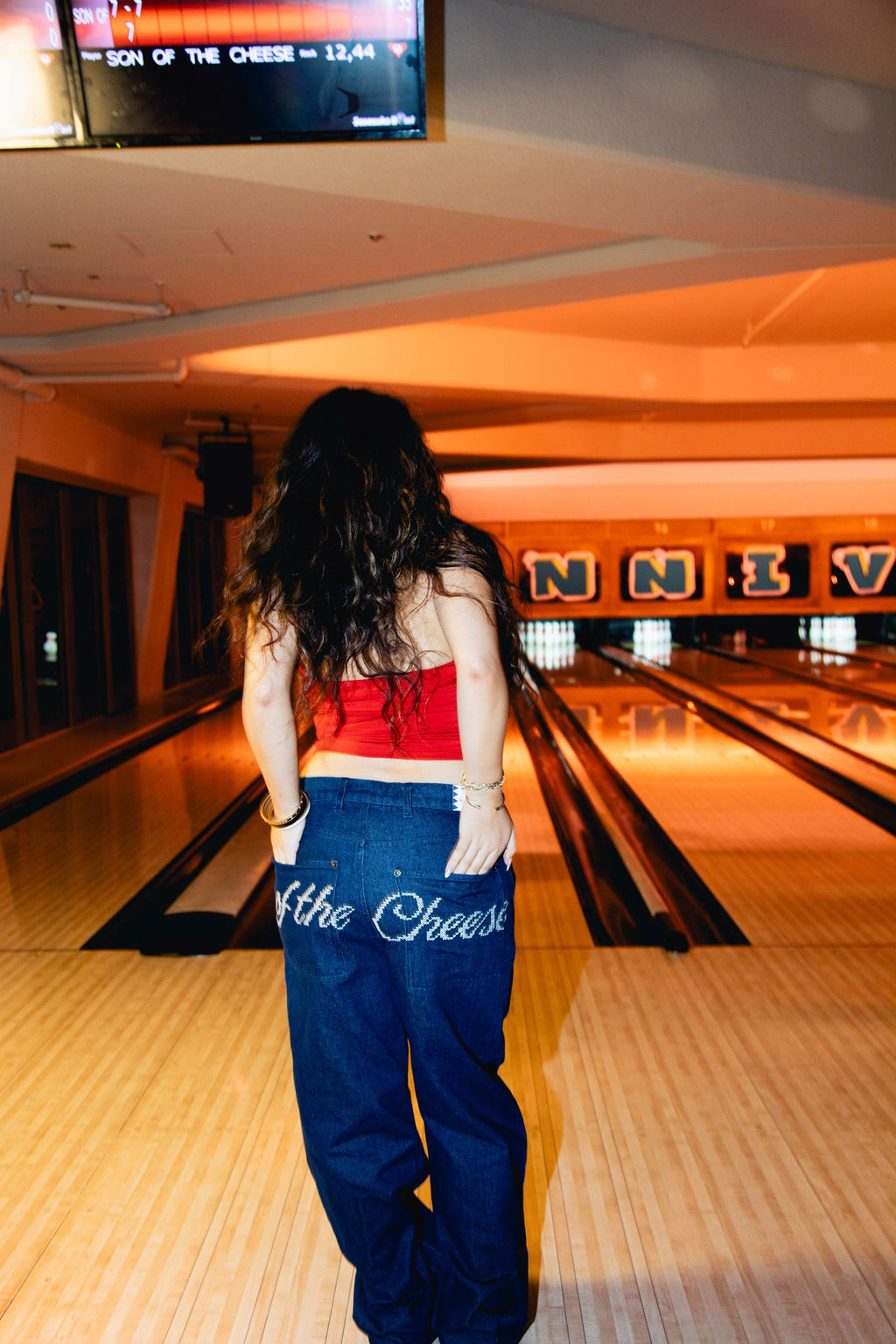 EMBROIDERED WIDE DENIM PANTS