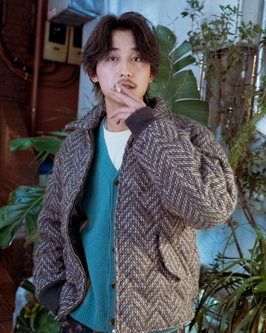 HERRINGBONE WOOL  DOWN JACKET