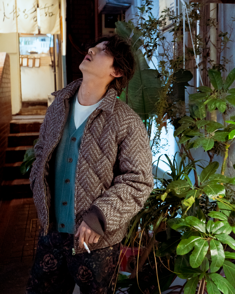 HERRINGBONE WOOL  DOWN JACKET