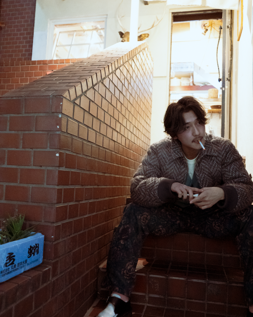 HERRINGBONE WOOL  DOWN JACKET