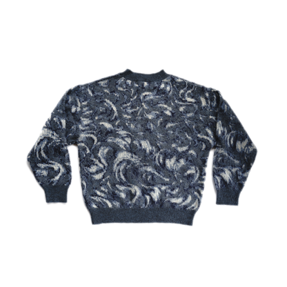 BLUE MOHAIR  FLOWER KNIT