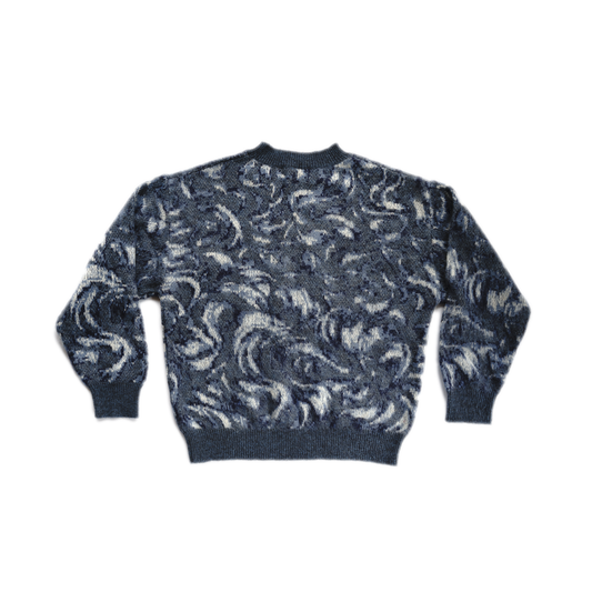 BLUE MOHAIR  FLOWER KNIT