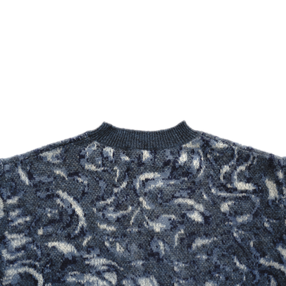 BLUE MOHAIR  FLOWER KNIT
