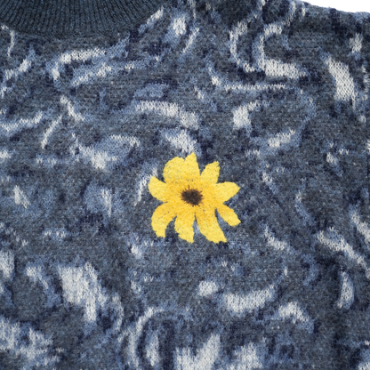 BLUE MOHAIR  FLOWER KNIT