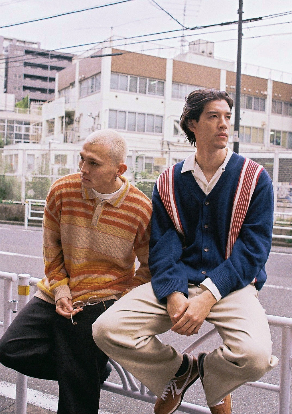 FALLING STRIPE POLO KNIT