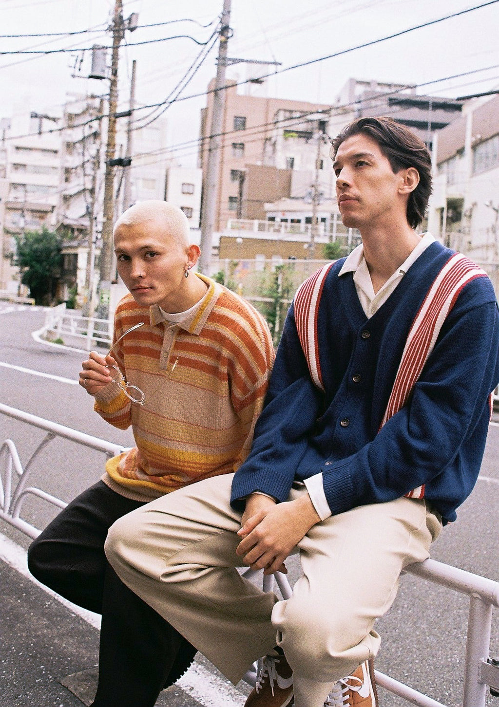 FALLING STRIPE POLO KNIT