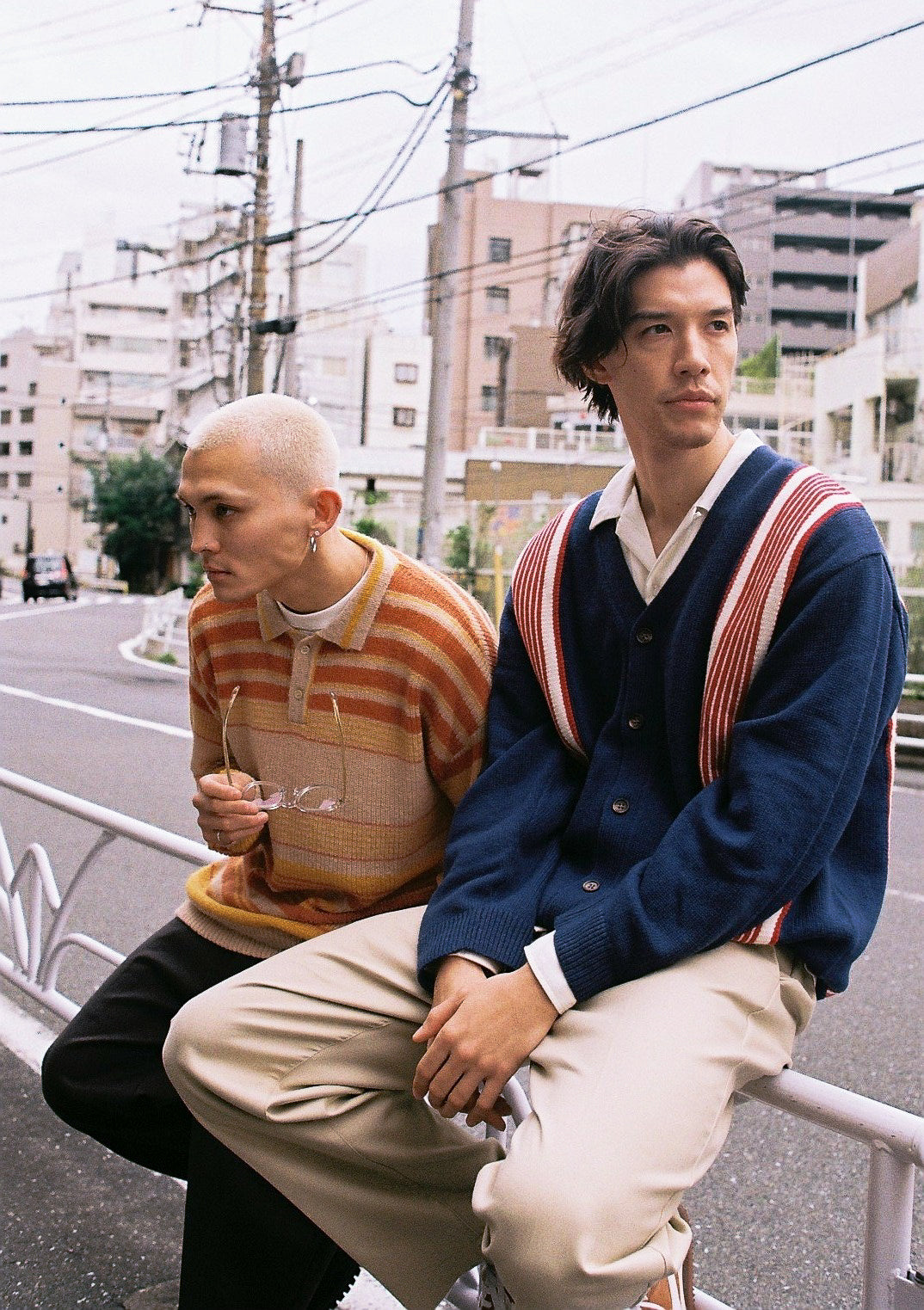 FALLING STRIPE POLO KNIT