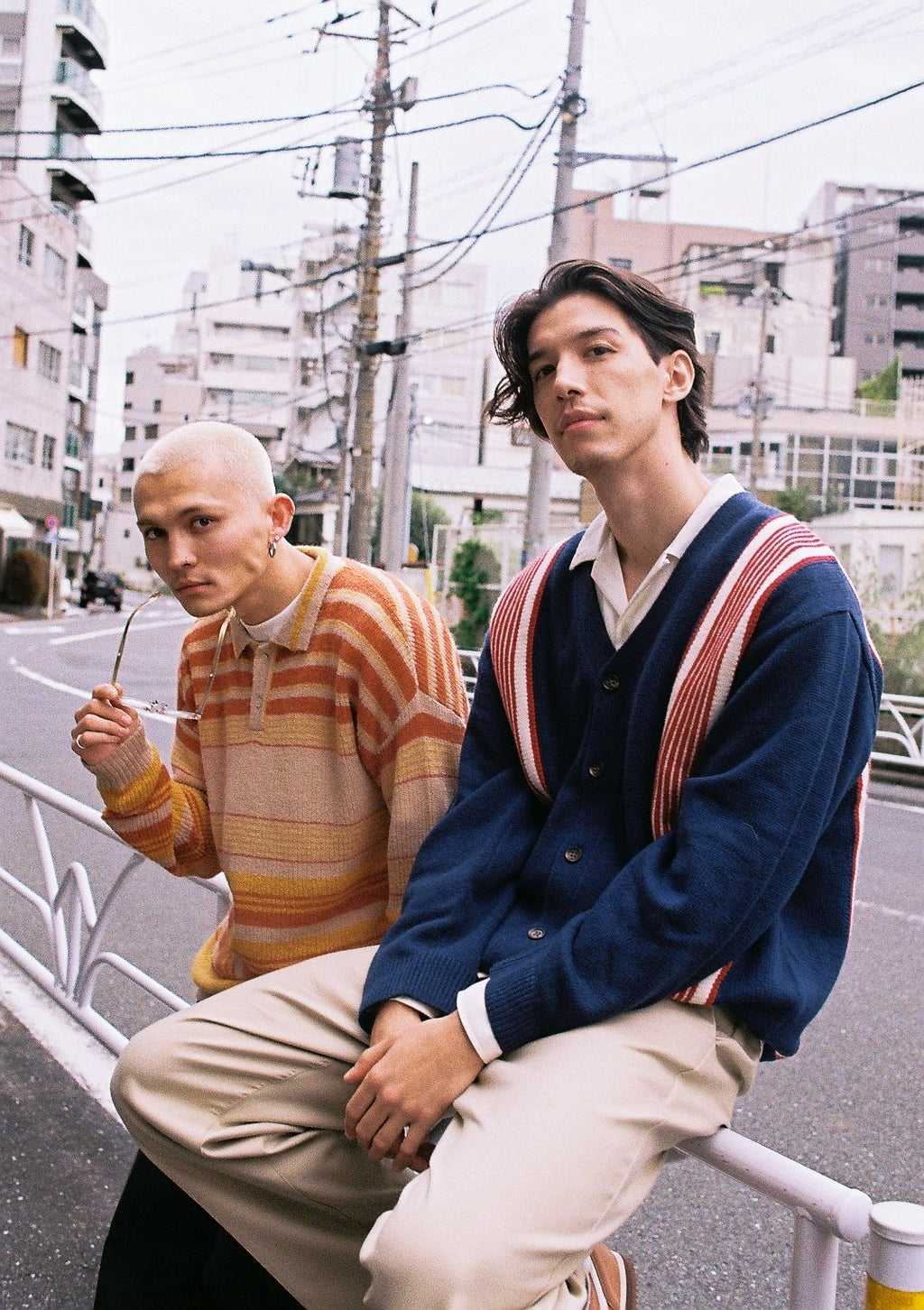 FALLING STRIPE POLO KNIT
