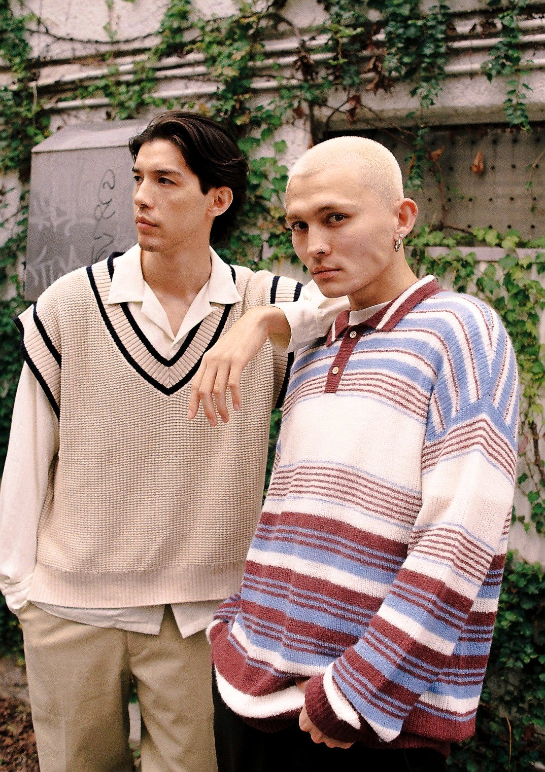 FALLING STRIPE POLO KNIT