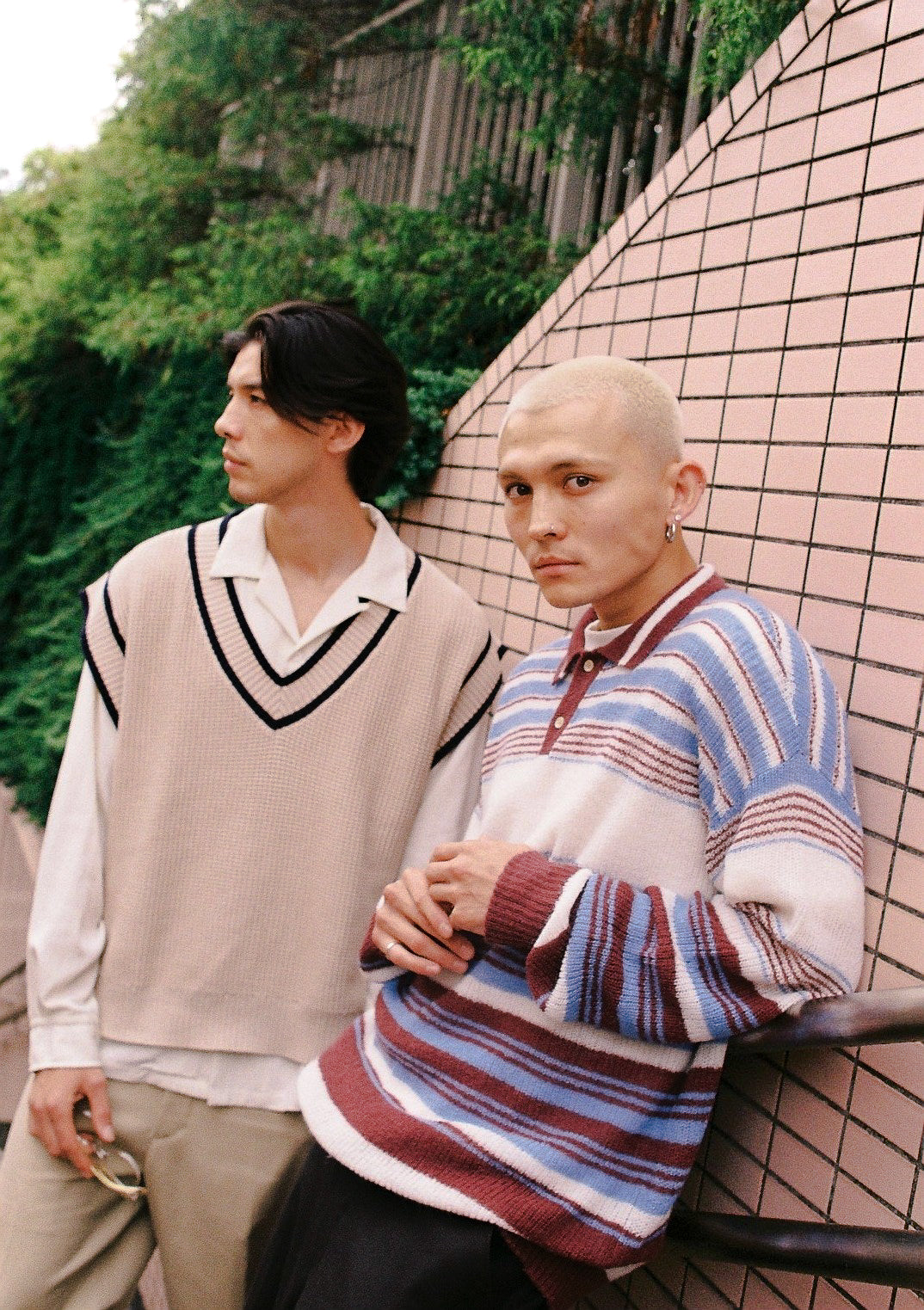 FALLING STRIPE POLO KNIT