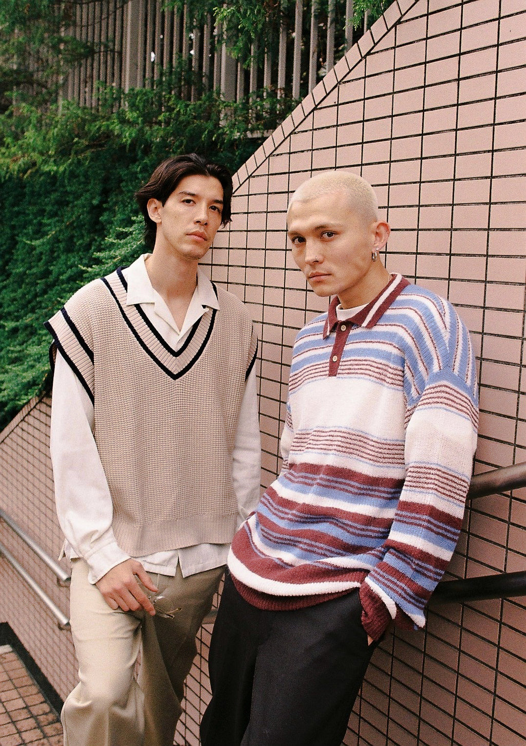 FALLING STRIPE POLO KNIT