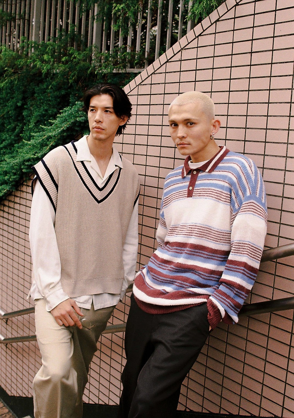 FALLING STRIPE POLO KNIT