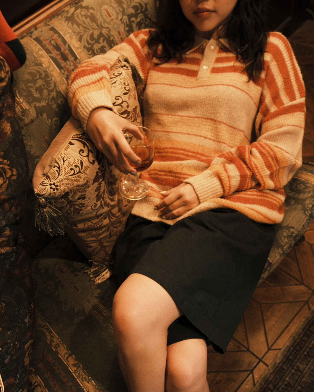 FALLING STRIPE POLO KNIT