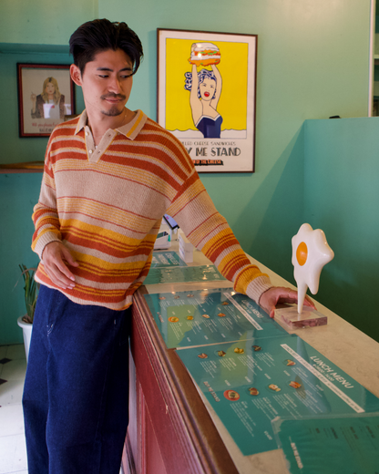 FALLING STRIPE POLO KNIT