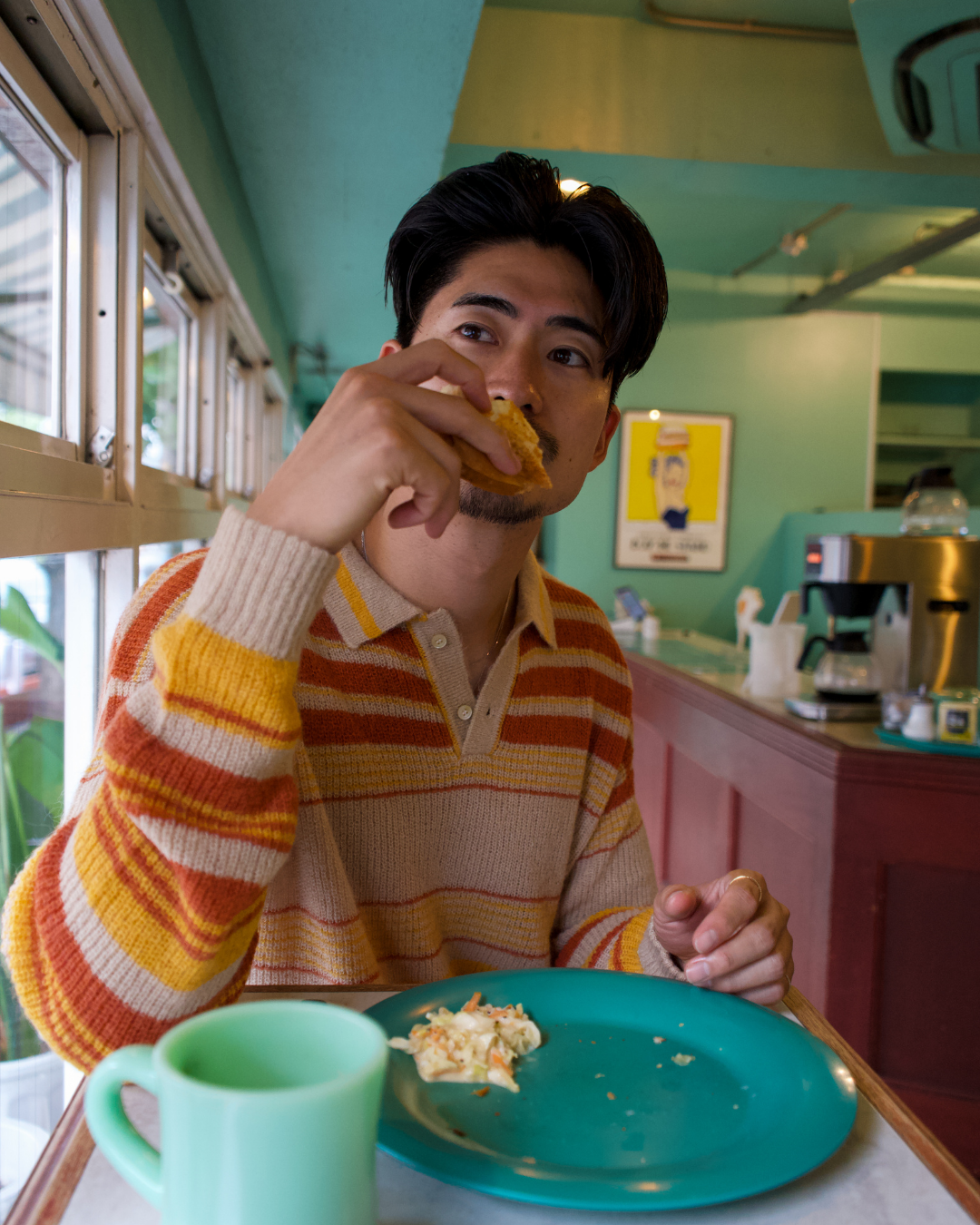 FALLING STRIPE POLO KNIT