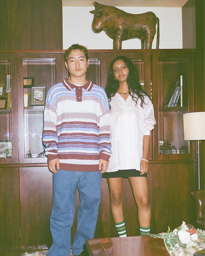 FALLING STRIPE POLO KNIT